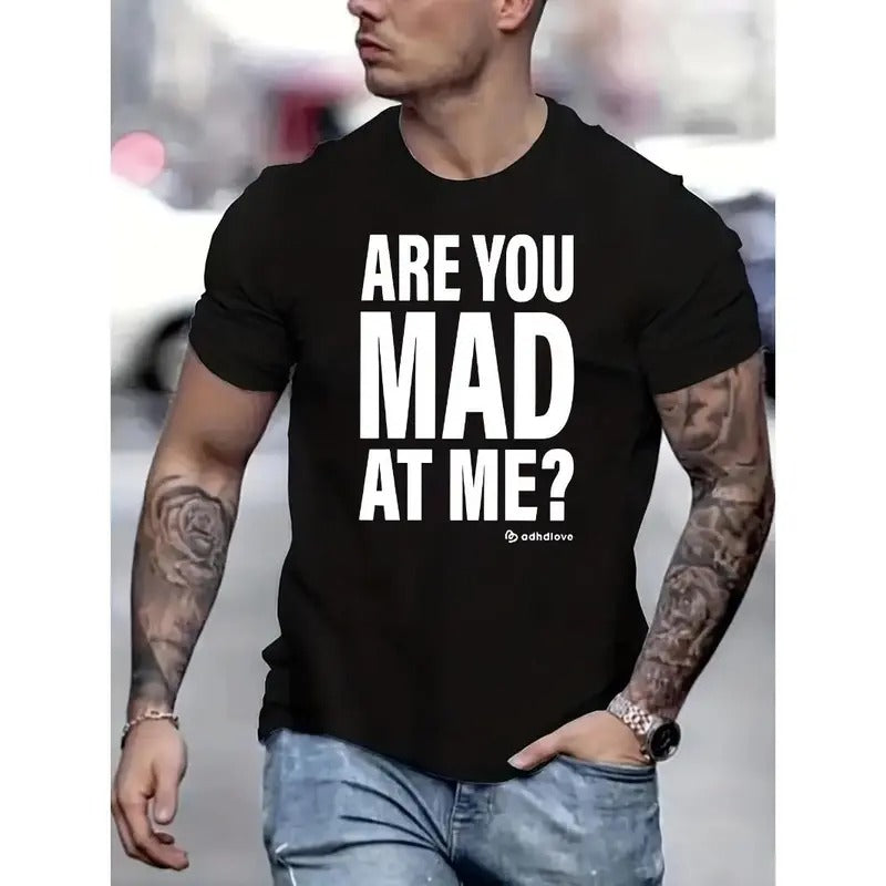 Letter Print T-shirt Men's Casual Street Style Summer And Autumn Slightly Elastic Round Neck T-shirt Made in...