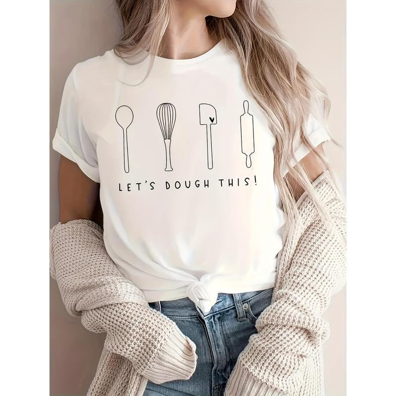 Letter Print T-shirt, Short Sleeve round Neck Casual Top Summer and Spring, Women's Clothing style 02 Hoodie, Sweatshirt