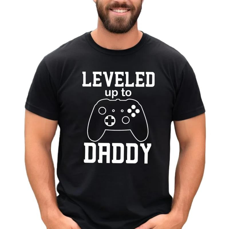 Leveled Up To Daddy Shirt, New Father Gift, Funny Fathers Day birthday T-Shirt, humorous Gift For Husband, Gamer Dad...