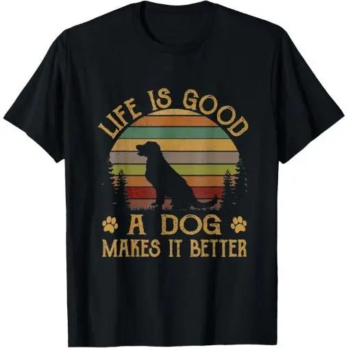 Life Is Funny Good A Dog Makes It Better Vintage T-Shirt Made in USA Hoodie, Sweatshirt | UrbanDripWear.com