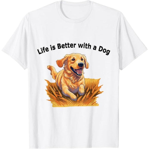 "Life is Better with a Dog" Golden Retriever for Dog Lovers T-Shirt.made in usa Hoodie, Sweatshirt | UrbanDripWear.com