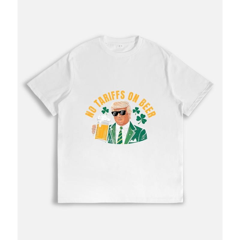 Light - hearted T - Shirt: Figure Holding Beer with "NO TARIFFS ON BEER" Slogan Hoodie, Sweatshirt | UrbanDripWear.com
