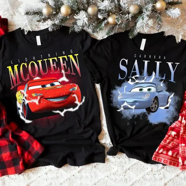 Lightningg McQuen and Saly Tshirt , Couple Mcquen and Sally Shirt , Cars McQuen and Saly Shirt, Full Color, For Men For...