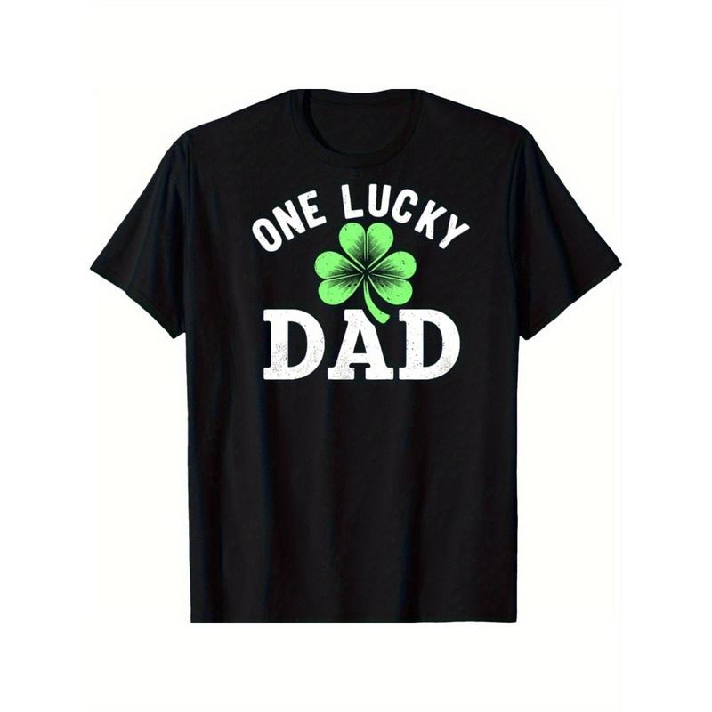 Lightweight Design| One Lucky Dad" Men'S St. Patrick'S Day T-Shirt - Funny Irish-Themed Cotton Tee with Clover Design,...