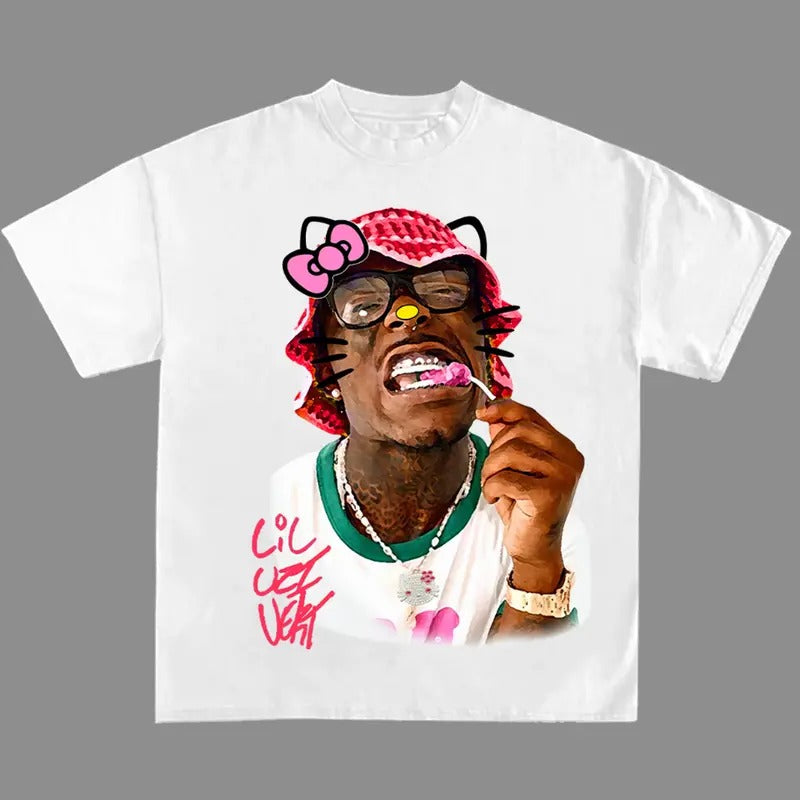 Lil Uziii Red Kitty Rap Tee Shirt Cute Y2k Shirt Top Womenswear Hoodie, Sweatshirt | UrbanDripWear.com
