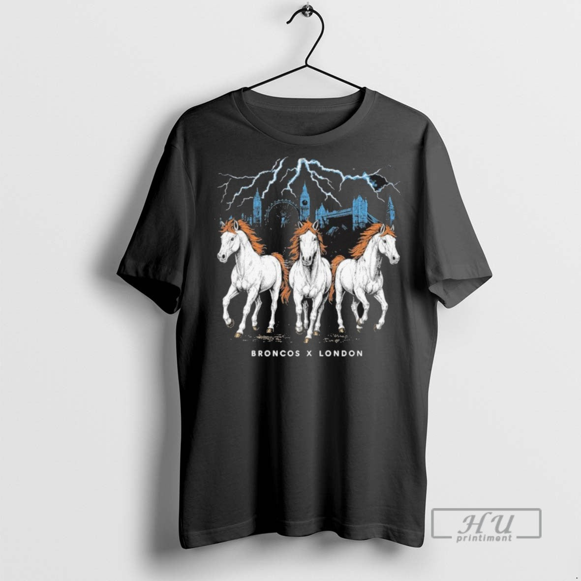 Limited Edition Broncos X London Game Three Horse Power Graphic Tee Shirt Sweatshirt Hoodies