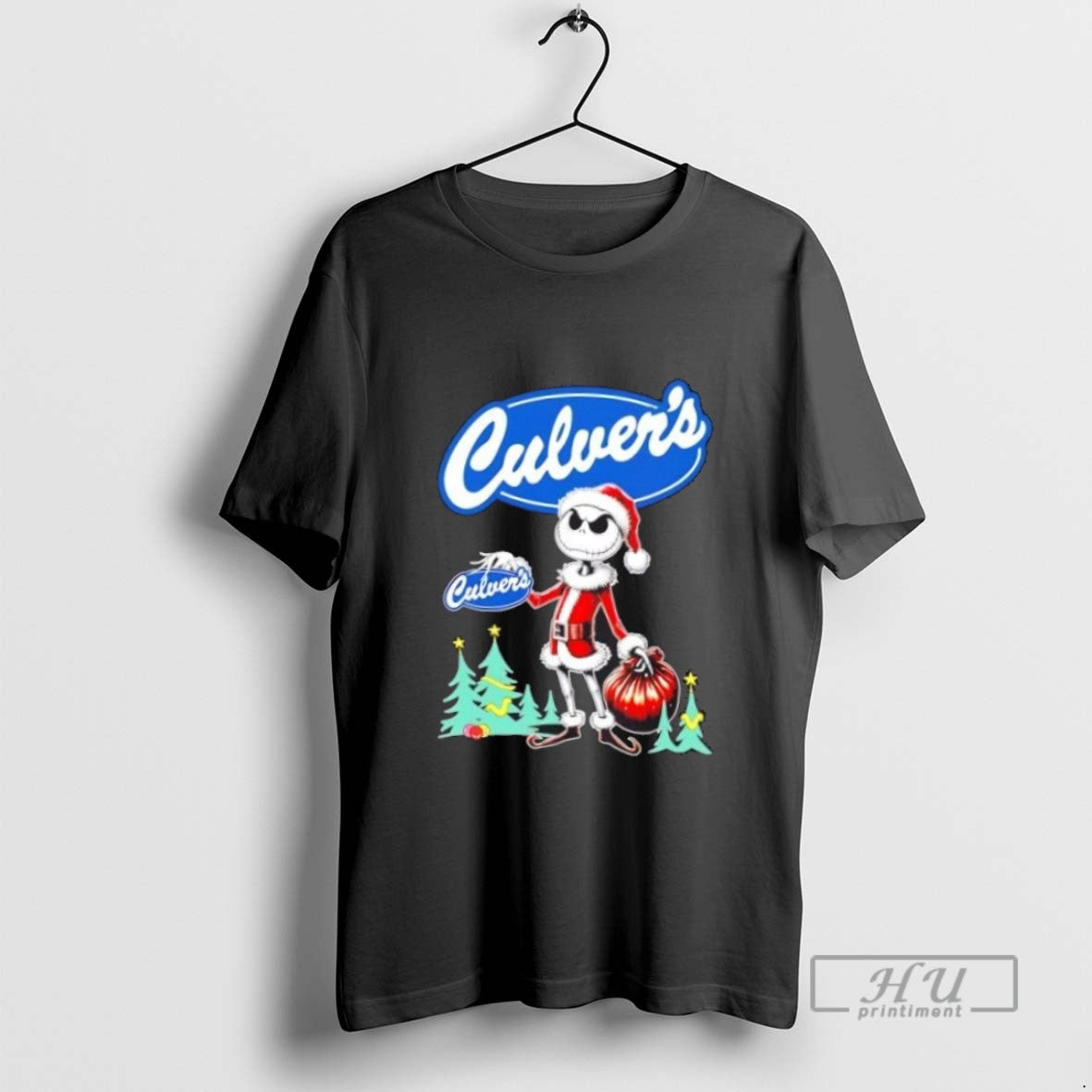 Limited Edition Culvers X Jack Skellington Santa Isnt Real Christmas Graphic Tee Shirt Sweatshirt Hoodies