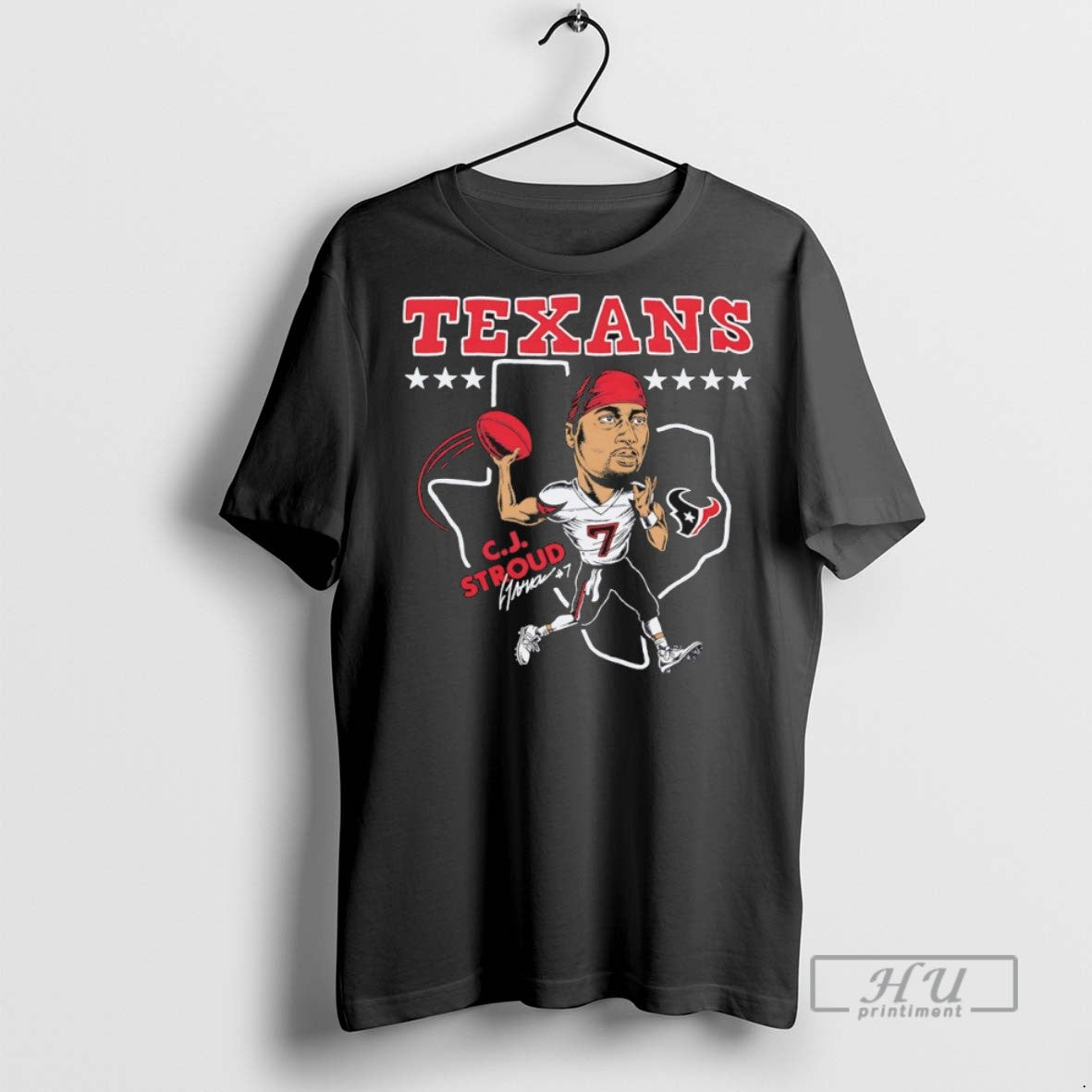 Limited Edition Houston Texans Cj Stroud Caricature Signature Graphic Tee Shirt Sweatshirt Hoodies
