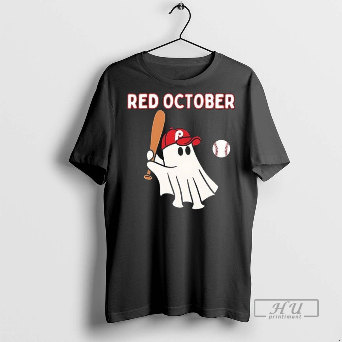 Limited Edition Phillies Red October Ghost Halloween Baseball Graphic Tee Shirt Sweatshirt Hoodies
