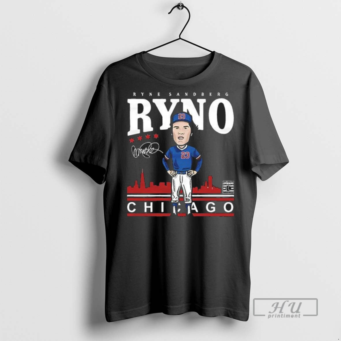 Limited Edition Ryne Sandberg Ryno Chicago Cubs Cartoon Graphic Tee Shirt Sweatshirt Hoodies