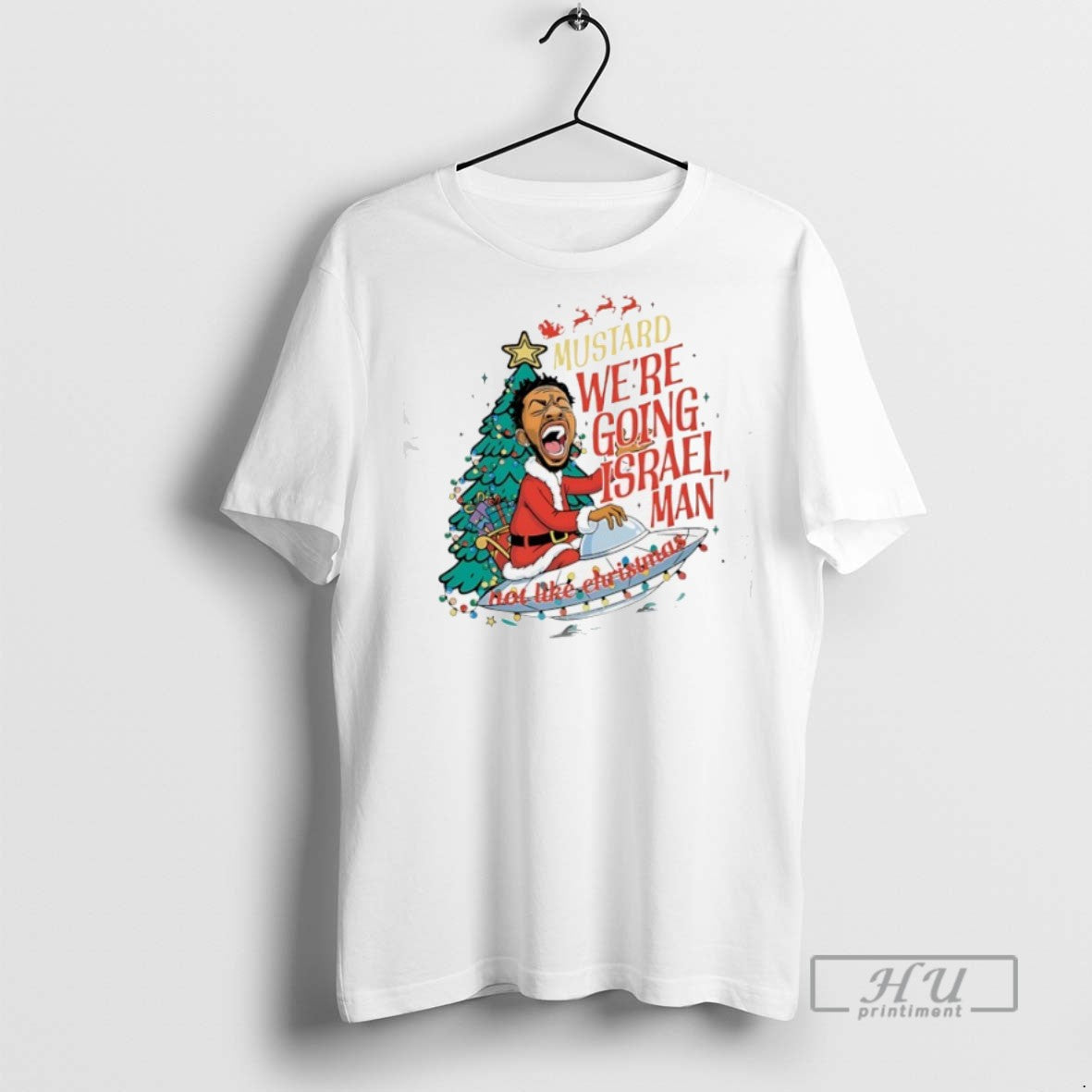 Limited Edition Santa Kendrick Mustard Were Going Israel Man Christmas Graphic Tee Shirt Sweatshirt Hoodies