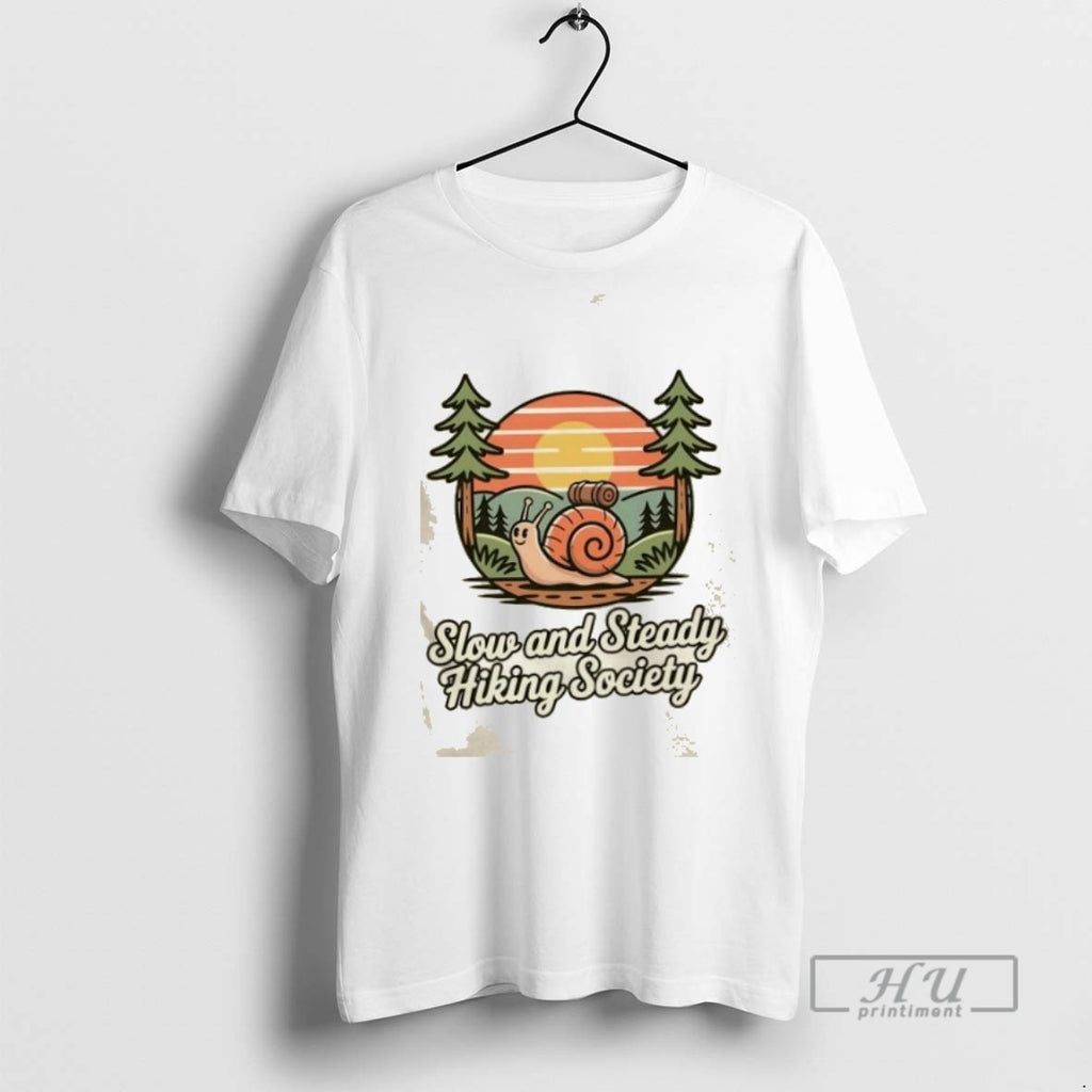 Limited Edition Snail Slow And Steady Hiking Society Vintage Graphic Tee Shirt Sweatshirt Hoodies