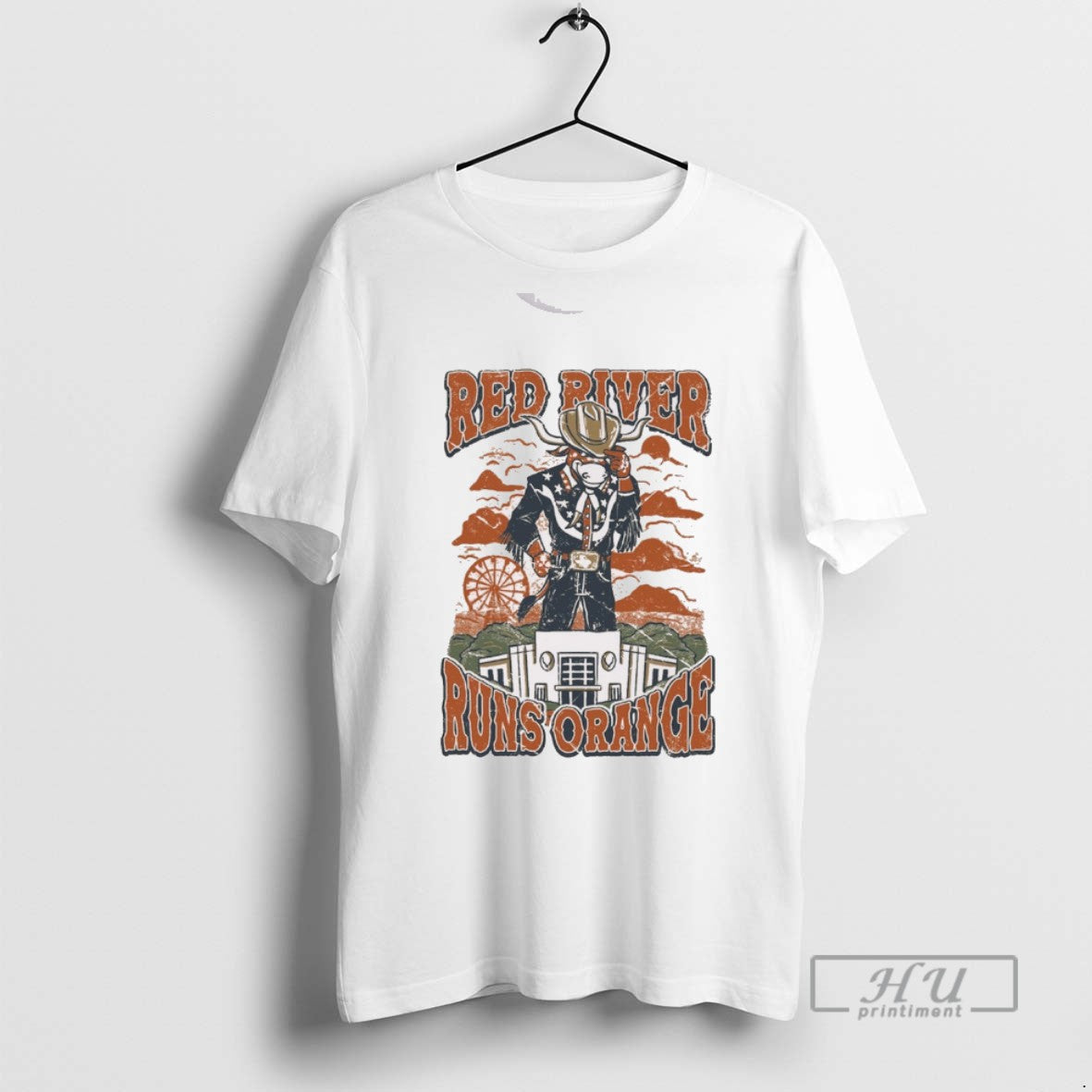 Limited Edition Texas Longhorns River Runs Orange Mascot Painting T Graphic Tee Shirt Sweatshirt Hoodies