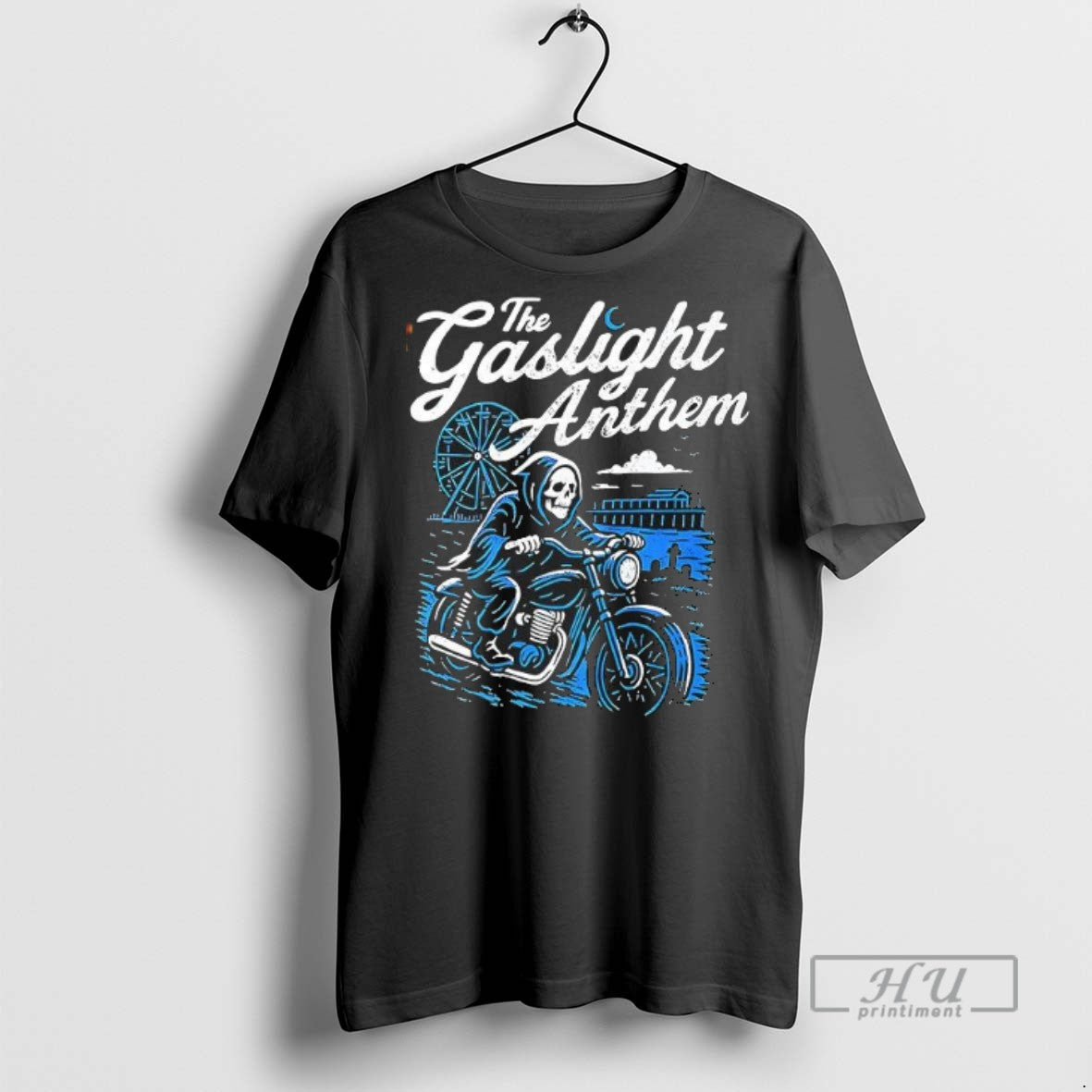 Limited Edition The Gaslight Anthem Grim Reaper Motorcycle Graphic Tee Shirt Sweatshirt Hoodies