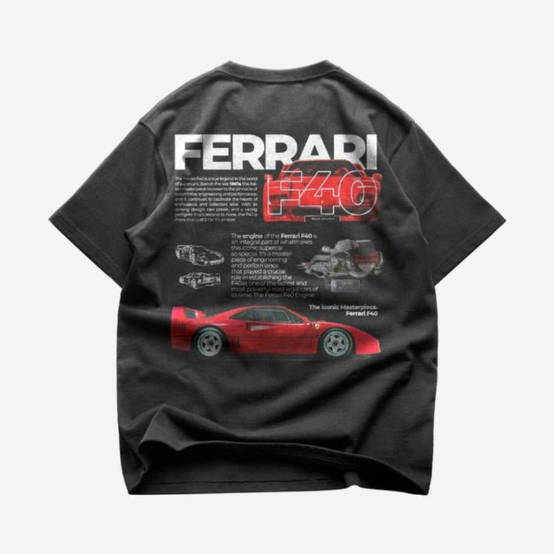 Limited Ferrari F40 T-Shirt - Retro Style Ferrari T-Shirt- Vintage Ferrari F40 T-Shirt - Ferrari T-Shirt- Ferrari Fan...