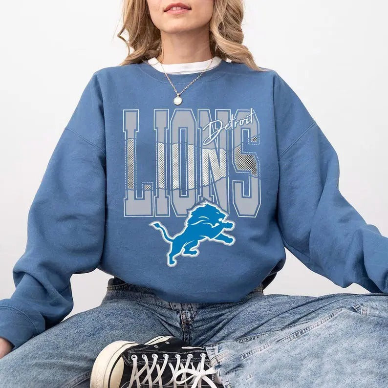 Lions Football Crewneck Sweatshirt, Trendy Game Day Gift, Unisex Detroit Sweatshirt, Detroit Football Fan T-Shirts, Hoodie