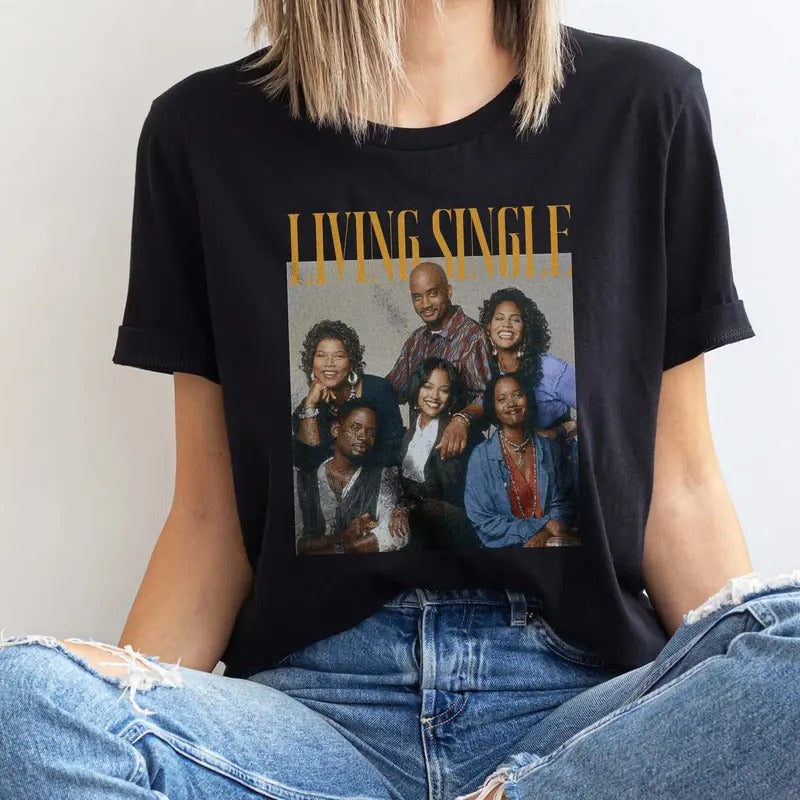 Living Single 90s TV Show Tee, Rainbow Retro UNISEX Living Single T-shirt, Maxine Khadijah Regine Synclaire Overton Kyle...