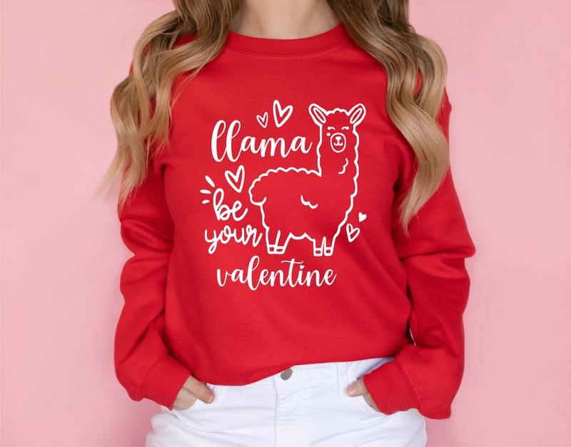 Llama Be Your Valentine Sweatshirt, Cute Love Hoodie, Llama Lovers Valentine Gift Sweater, Gift For Girlfriend, Valentine...