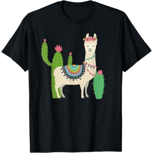 Cute Llama With Flower & Cactus / Llama Lover Gift T-Shirt Made in USA Hoodie, Sweatshirt | UrbanDripWear.com