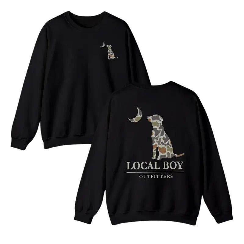 Local Boy Dog Camo 2-Sides Sweatshirt, Camo Dog Sweatshirt, Unisex Sweatshirt Classic Cotton, Graphic Tees For Women And...