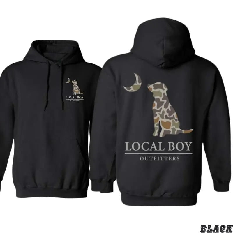 Local Boy Outfitters Camo Dog Hoodie - Tshirt- Sweatshirt, Classic Outdoor Design Perfect for Hunting and Nature, Hoodie...