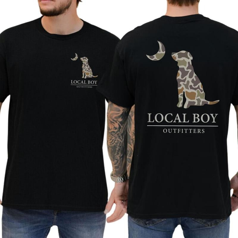 Local Boy Outfitters Camo Dog Shirt Soft Fabric Short Sleeve Shirt Cotton Top Menswear Hoodie, Sweatshirt | UrbanDripWear.com
