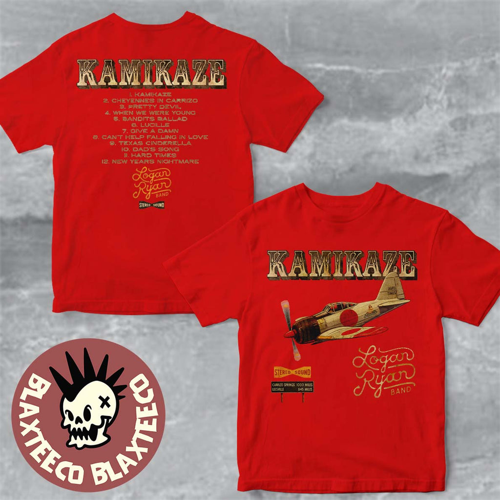 Logan Ryan Band Kamikaze Debut Album Drops January 23 2026 Cover Art With Tracklist Two Sided T-Shirt