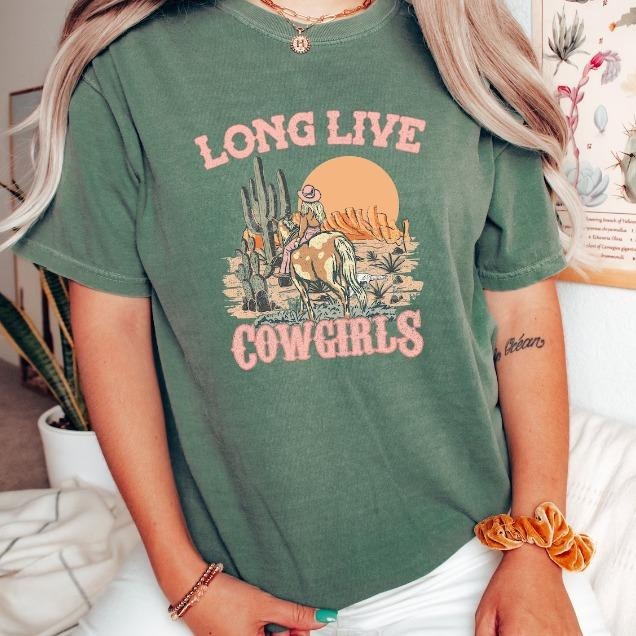 Long Live Cowgirls T-Shirt,Retro T-Shirt,Western Sublimations T-Shirt,Rodeo Fashion T-Shirt,Cowgirl T-Shirt,Western...