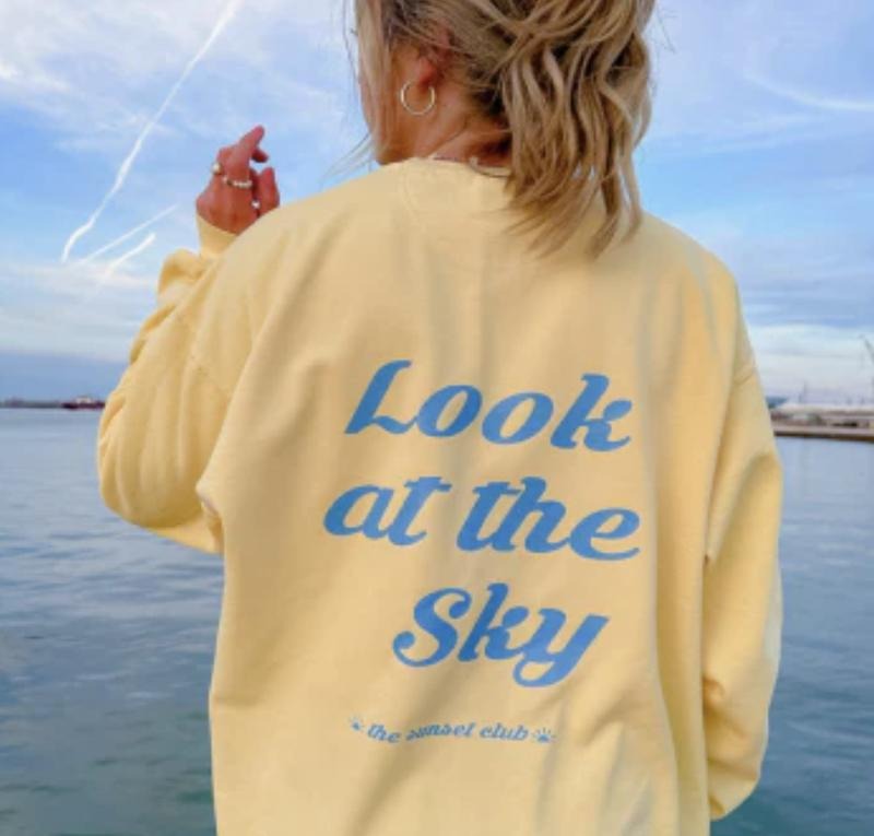 Look At the Sky Sweatshirt Unisex True to Size Cotton Casual Outerwear Piece Womenswear T-Shirts, Hoodie | UrbanDripWear.com