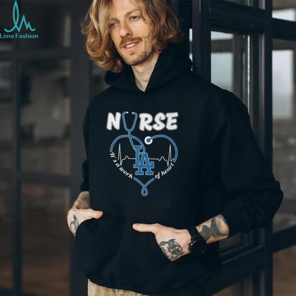 Los Angeles Baseball Nurse T Shirt Blue Stethoscope Heart Nursing Gift