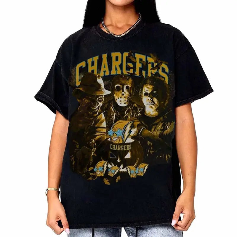 Los Angeles Halloween Horror Movie Football Shirt, Chargers Game Day Shirt, Football Team Halloween Shirt, LA Football...