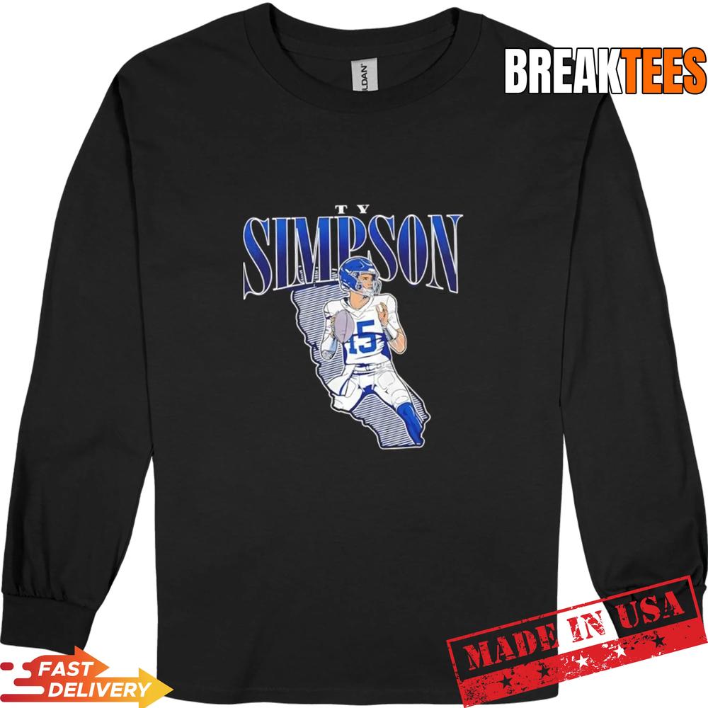 Los Angeles Rams Ty Simpson State Star Remix Football Map T-Shirt