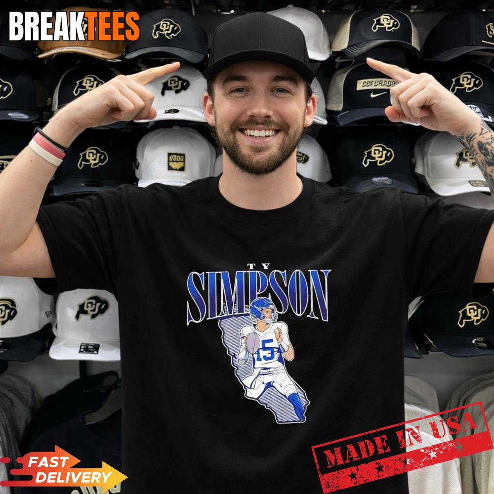 Los Angeles Rams Ty Simpson State Star Remix Football Map T-Shirt
