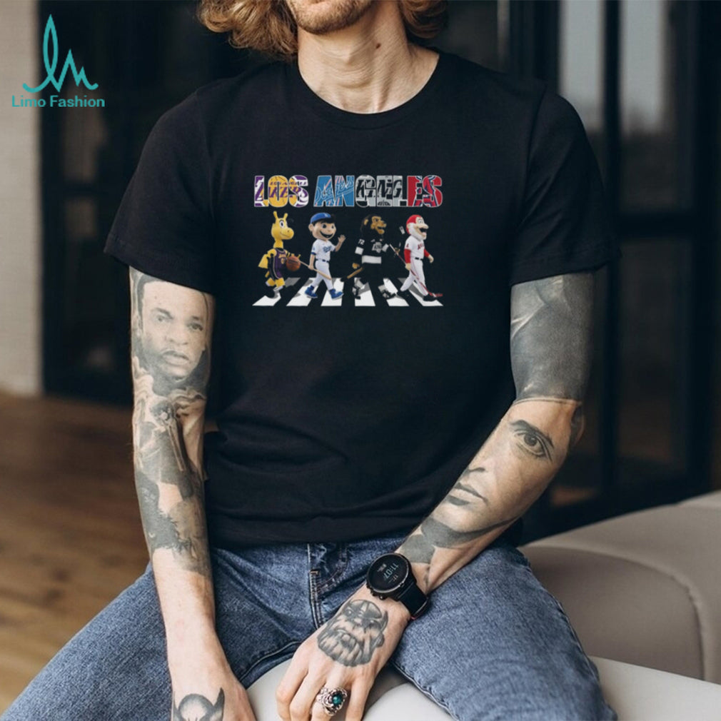 Los Angeles Sports Mascots Abbey Road Crosswalk Parody T Shirt
