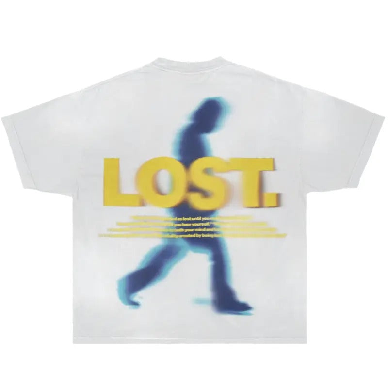 Lost White Boxy T-Shirt Streetwear Y2K