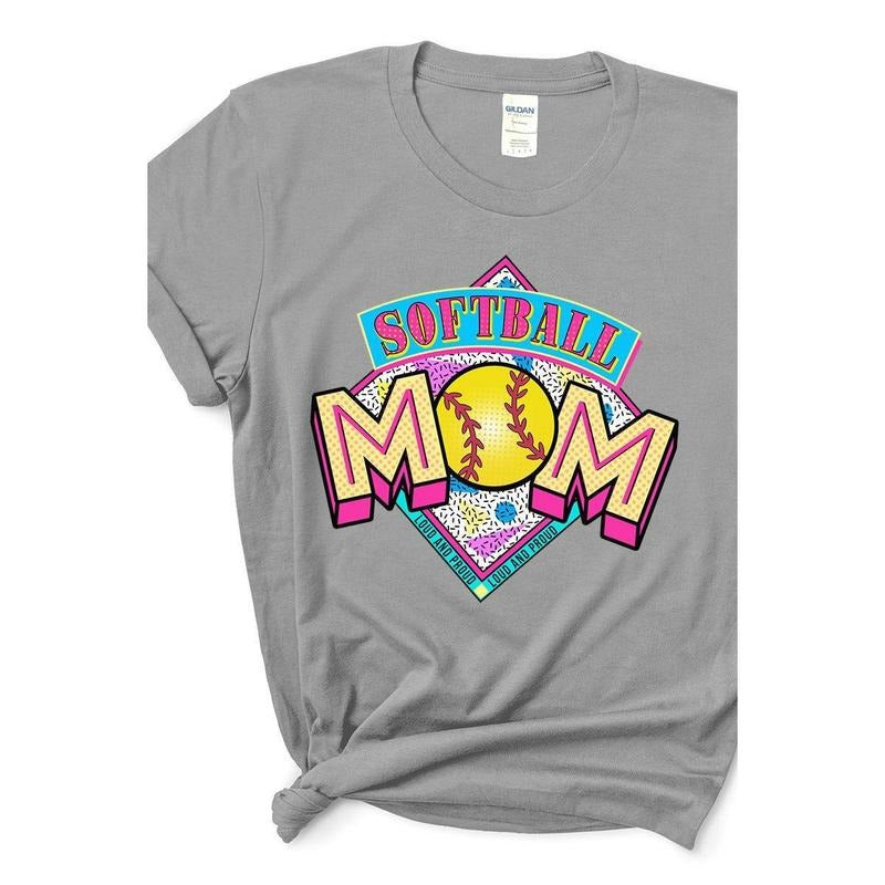 Loud And Proud Softball Mom Short Sleeve Relaxed Fit T-Shirt Hoodie, Sweatshirt | UrbanDripWear.com
