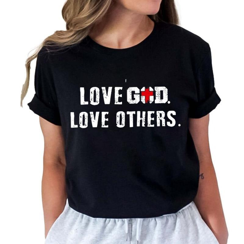 Love God Love Others T-Shirt Casual Style Crew Neck Short Sleeve T-Shirt Tops Trendy for Unisex Hoodie, Sweatshirt