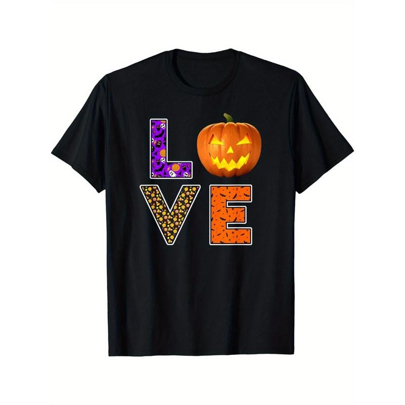 Love Halloween pattern T-shirt, trend printing DIY, multi-functional fashion T-shirt, delicate knitting skills,...