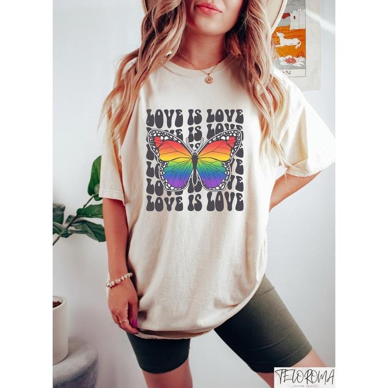 Love Is Love Shirt, Butterfly Pride Shirt, Colorful Butterfly T-Shirt, LGBTQ+ Shirt, LGBTQ+ Gifts Hoodie, Sweatshirt