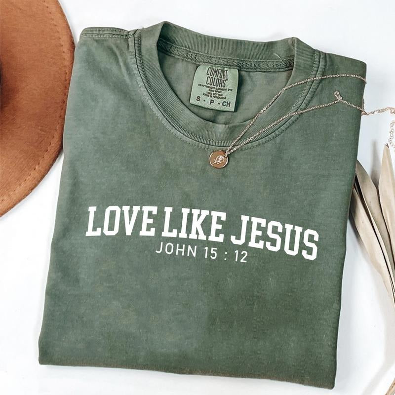 Love Like Jesus Comfort Colors Shirt, John 15:12 Bible Verse Tee, Christian Faith Graphic Top, Inspirational Religious...