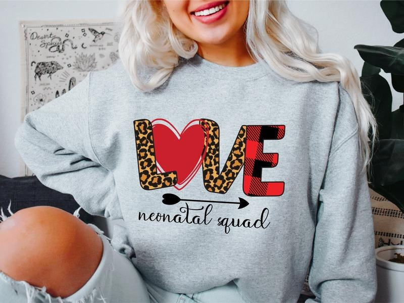 Love Neonatal Squad Sweatshirt, Labor and Delivery Nurse Gift Hoodie, Matching Neonatal Intensive Care Unit Sweatshirt,...