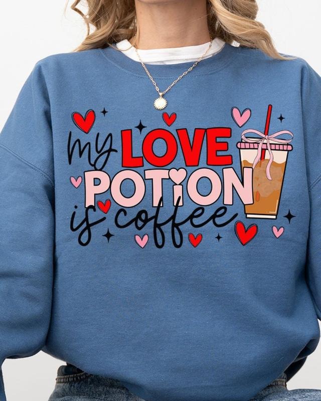 Love Potion Is Coffee Heavy-weight Crew Sweatshirt COFFEE LOVER VALENTINE T-Shirts, Hoodie | UrbanDripWear.com