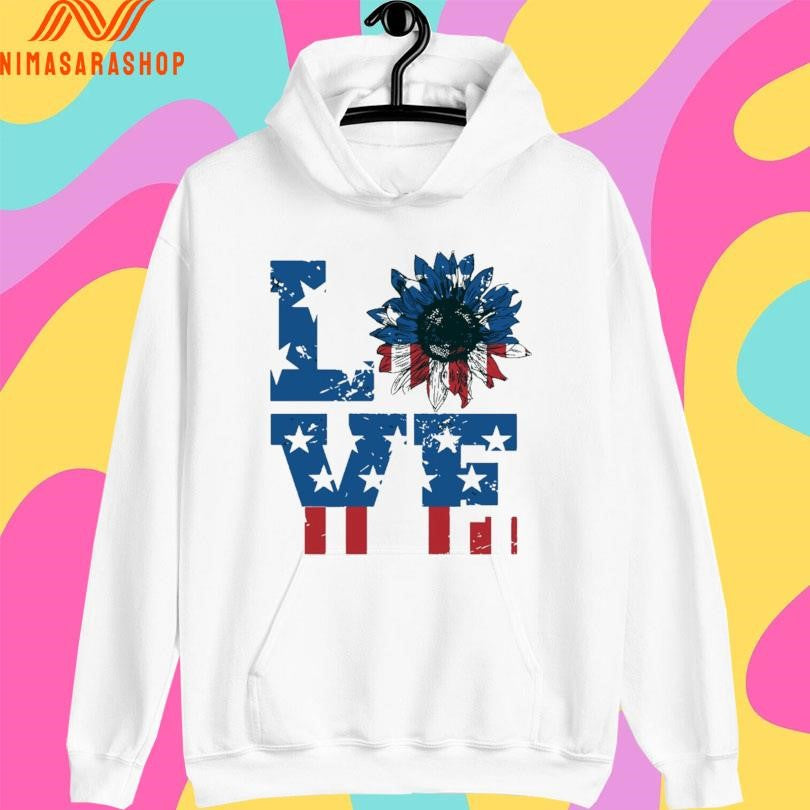 Love Sunflower American Flag Shirts
