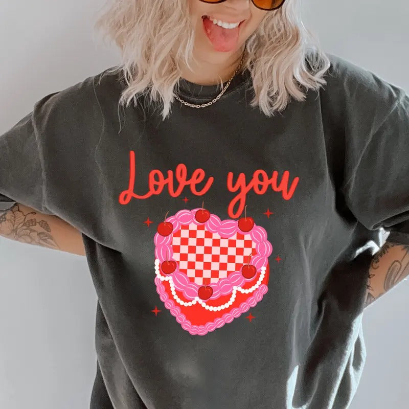 Love You Cake Shirt~ Unisex Apparel Relaxed Fit Printed In The USA Clothing Womenswear Casual Comfort Cotton Top Athletic...