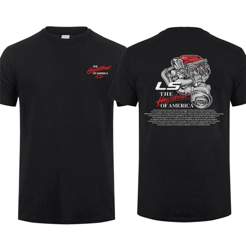 Ls Swap The Heartbeat Of America Graphic T-shirt Chevy Menswear Shirt Car Parts High Performance, Menswear Car Parts...