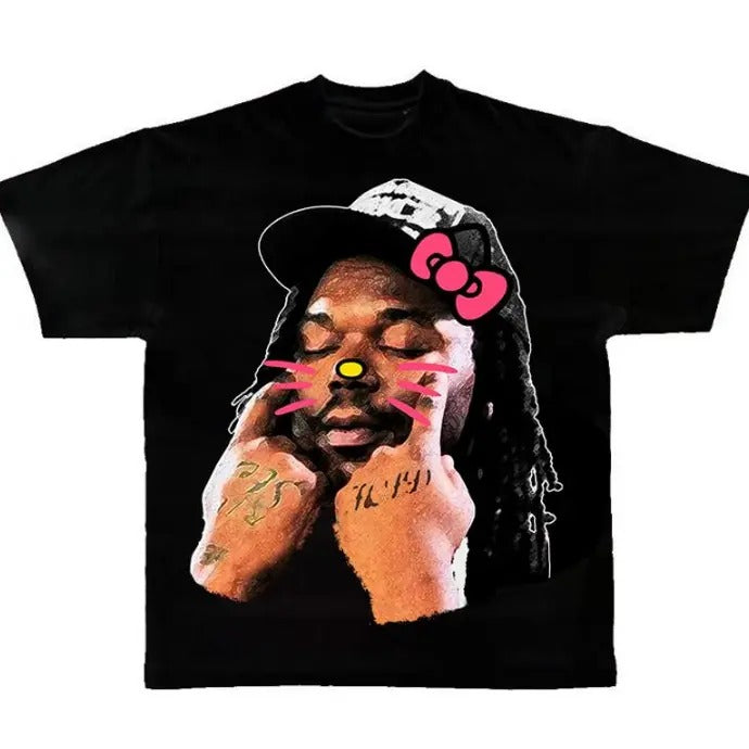Lucki Black Face Tee Kitty T-Shirt - Cotton Fabric - Men's Streetwear Top Hoodie, Sweatshirt | UrbanDripWear.com