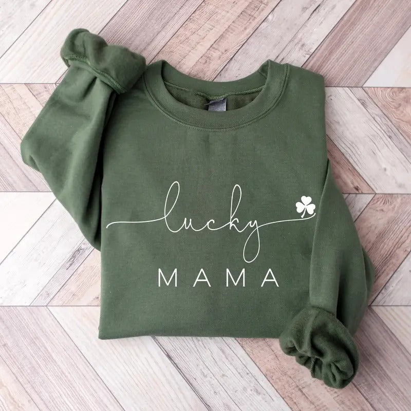 Lucky Mama Sweatshirt St Patrick's Day Sweatshirt Shamrock Sweatshirt St Patrick's Day Sweater Women's Saint Paddy's Day...
