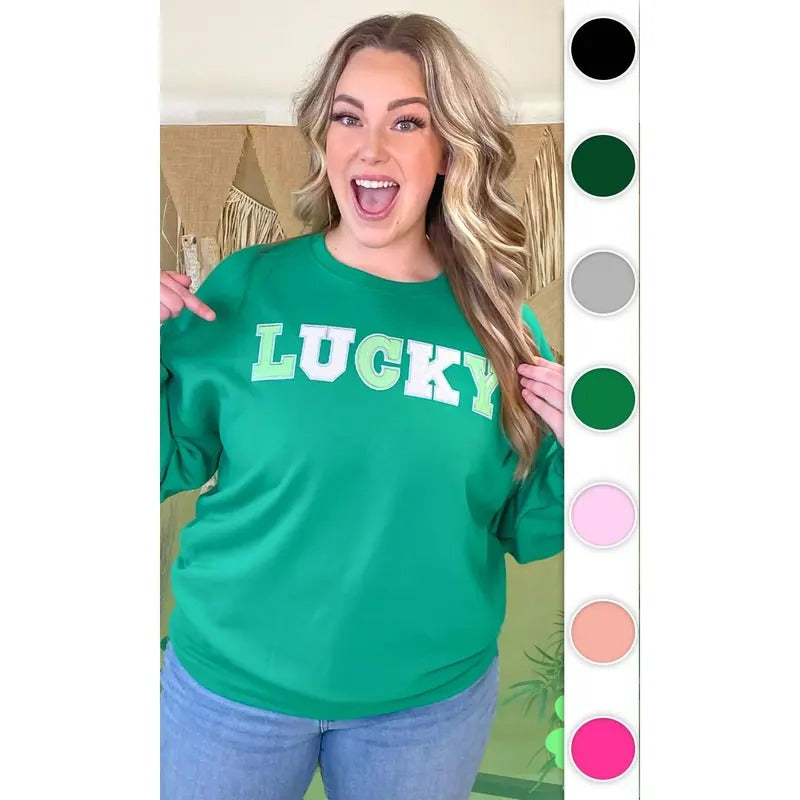 Lucky St Patricks Day Sequin Graphic Sweatshirt T-Shirts, Hoodie | UrbanDripWear.com