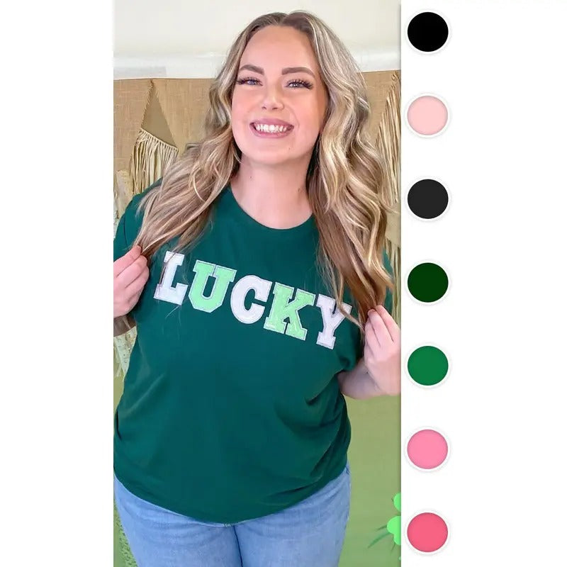 Lucky St Patricks Day Sequin Graphic T-Shirt Hoodie, Sweatshirt | UrbanDripWear.com