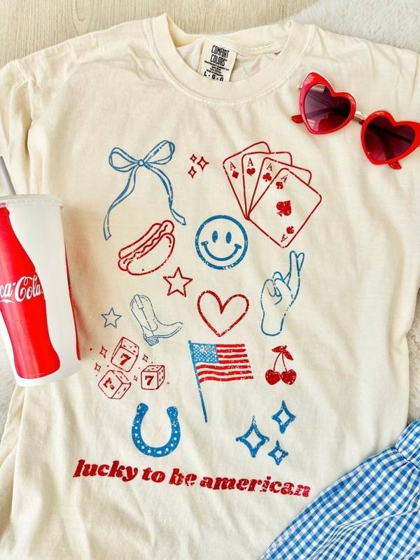 'Lucky To Be American' T-Shirt Hoodie, Sweatshirt | UrbanDripWear.com